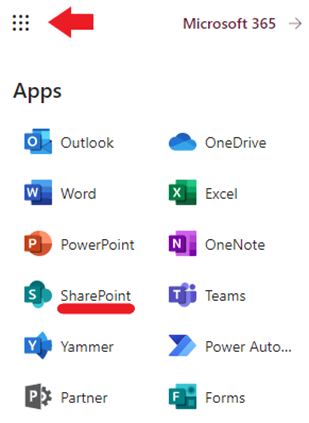How to find your SharePoint application from your Microsoft o365 account