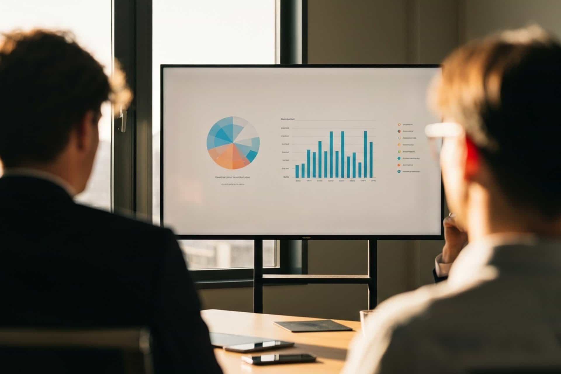 Executive internal communications dashboard presented in a boardroom