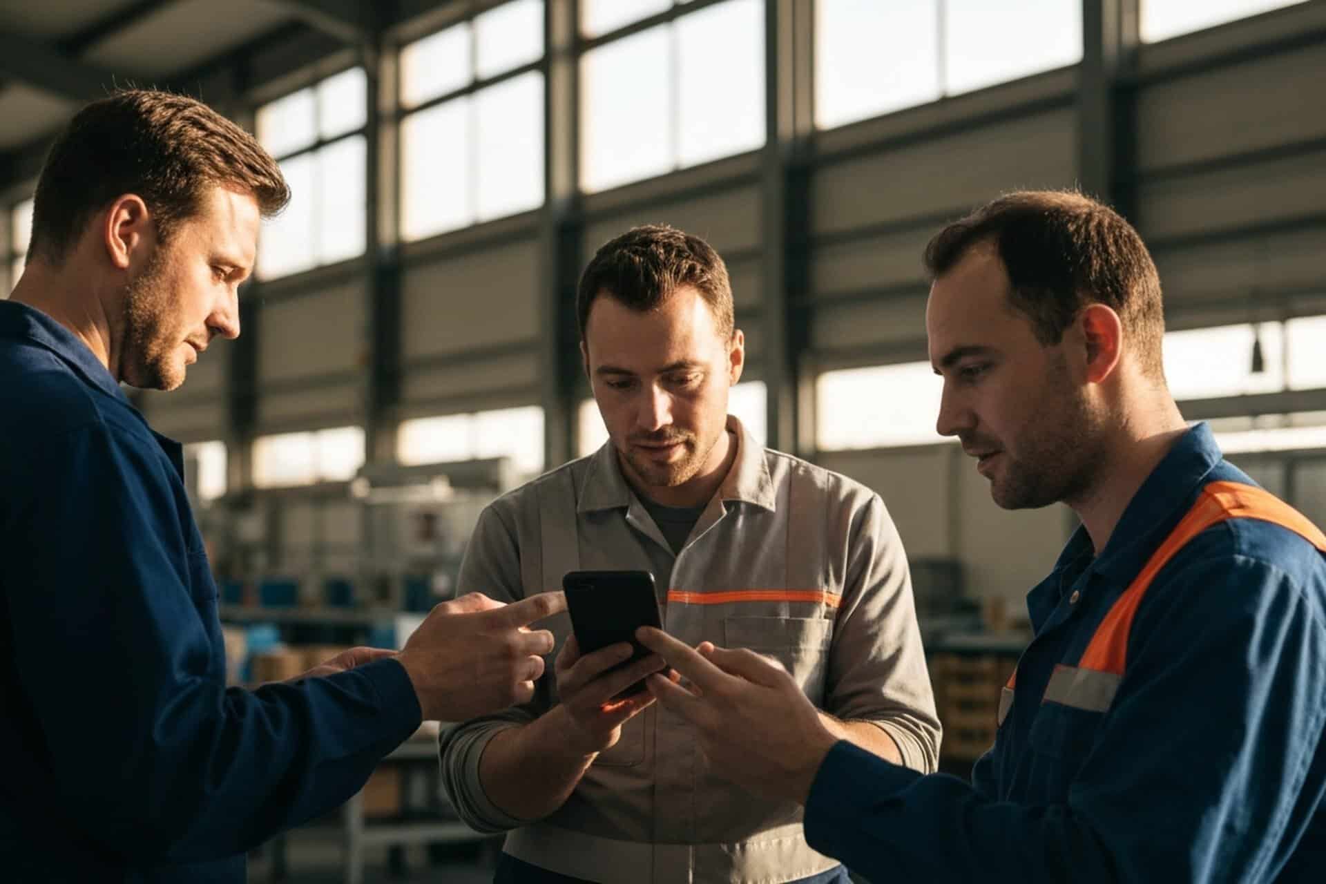 Frontline workers receiving internal communications on a shared device