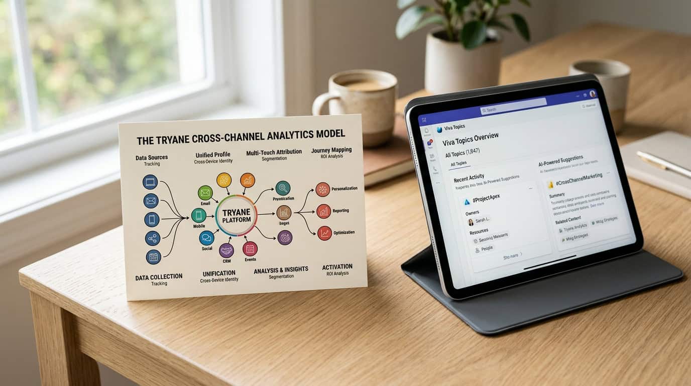 A diagram of the Tryane cross-channel analytics model.